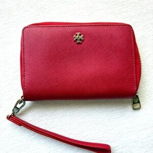 Tory Burch Cherry Red Wristlet Clutch